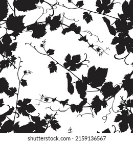 Floral seamless pattern with grape branch. Wineyard retro wallpaper. Garden background.