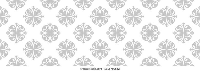 Floral seamless pattern. Gray flower design on white background
