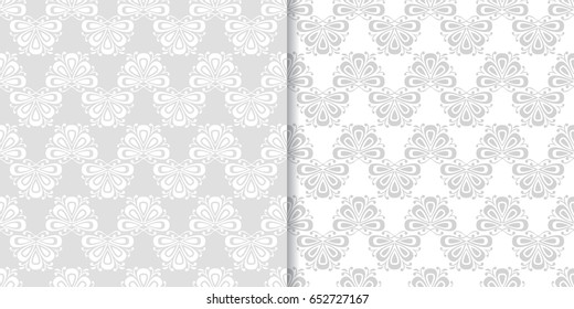 Floral seamless pattern. Gray flower elements