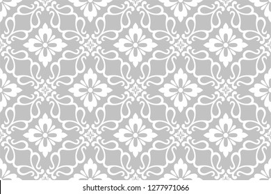 Floral seamless pattern. Gray and white elements. wallpaper, fabric, packaging, wrapping. Flower ornament. vector background.