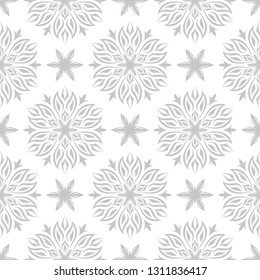 Floral seamless pattern. Gray and white background