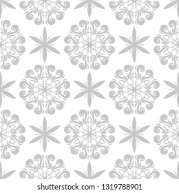 Floral seamless pattern. Gray and white background