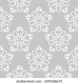  Floral seamless pattern. Gray and white decorative background