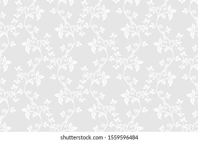 Floral seamless pattern. Gray and white element. Fabric for ornament, wallpaper, packaging, vector background.