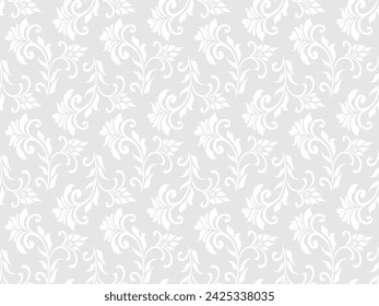 Floral seamless pattern. Gray and white element. Fabric for ornament, wallpaper, packaging, vector background.