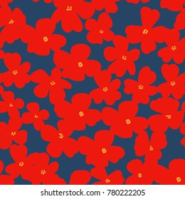 a floral seamless pattern, great for cloth, fabric, wrapping, packaging; vector flat design; a cartoon illustration with flowers