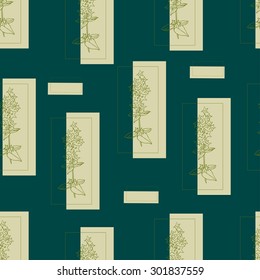 Floral seamless pattern with green hand drawn flowers. Pattern can be used for fabric, web wallpaper or wrapping paper.