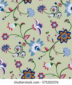 Floral seamless pattern green meadow