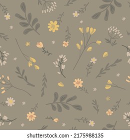 Floral seamless pattern. Green vector illustration.