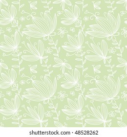 Patrón floral sin soldadura en verde y blanco