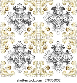 Floral seamless pattern. Grey color, white texture. Vector decorative illustration for print, web, wrapping paper.