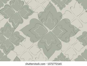 Floral seamless pattern grey leaves background. Abstract vector wallpaper