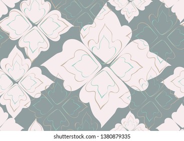 Floral seamless pattern grey leaves background. Abstract vector wallpaper
