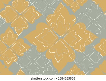Floral seamless pattern grey leaves background. Abstract vector wallpaper