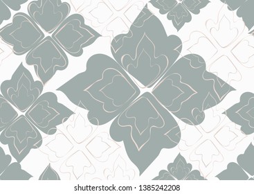 Floral seamless pattern grey leaves background. Abstract vector wallpaper