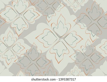 Floral seamless pattern grey leaves background. Abstract vector wallpaper
