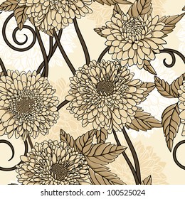 Floral seamless pattern with hand drawn flowers.