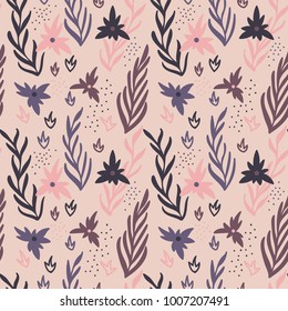 Floral seamless pattern. Hand drawn doodle flowers