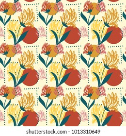 Floral seamless pattern. Hand drawn doodle flowers