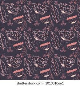 Floral seamless pattern. Hand drawn doodle flowers