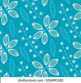 Floral seamless pattern. Hand drawn creative flowers. Colorful artistic background with blossom. Abstract herb. It can be used for wallpaper, textiles, wrapping, card. Vector illustration, eps10