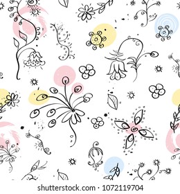 Floral seamless pattern. Hand drawn vector illustration