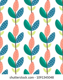 Floral seamless pattern. Hand drawn creative plant. Colorful artistic background. Abstract herb. It can be used for cover, card, fabric, wrapping, wallpaper, other interior decor. Vector, eps10