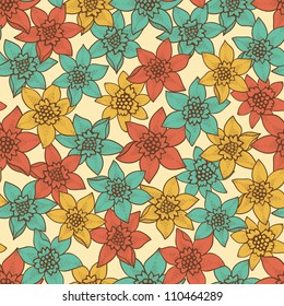 Floral seamless pattern with hand drawn flowers