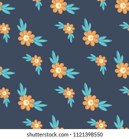 Floral seamless pattern. Hand drawn creative flowers. Colorful artistic background with blossom. Abstract herb. It can be used for wallpaper, textiles, wrapping, card. Vector illustration, eps10