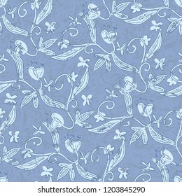 Floral Seamless Pattern. Hand drawn Background. Vector Illustration.