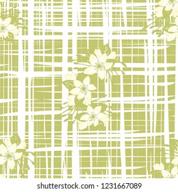 Floral seamless pattern. Hand drawn abstract flowers with doodle decoration. Colorful artistic design. It can be used for wallpaper, textiles, wrapping, card. Vector illustration