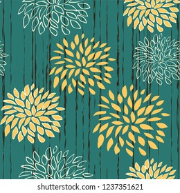 Floral seamless pattern. Hand drawn abstract flowers with doodle decoration. Colorful artistic design. It can be used for wallpaper, textiles, wrapping, card. Vector illustration, eps10