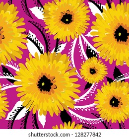 Floral seamless pattern with hand drawn flowers.