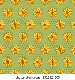 Floral seamless pattern with hand drawn yellow flowers for textile, wallpapers, gift wrap and scrapbook. Vector.