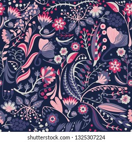 Floral Seamless Pattern Hand Drawn Creative Stock Vector (Royalty Free ...