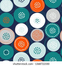 Floral seamless pattern with hand drawn ornament in scandinavian style. Abstract background with flower, vector illustration for print, design, fabric.