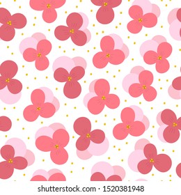 Floral seamless pattern with hand drawn Violets. Abstract texture with simple flowers. Feminine background.