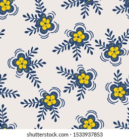 Floral seamless pattern with hand drawn fantasy flowers and floral elements. Creative floral texture for fabric, wrapping, textile, wallpaper, apparel. Vector illustration