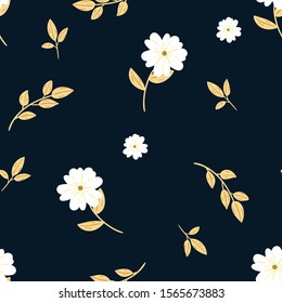 floral seamless pattern with hand drawn cute wild lowers Creative floral texture for fabric, wrapping, textile, wallpaper, apparel. Vector illustration