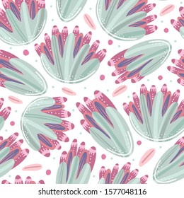 Floral seamless pattern. Hand drawn beautiful flowers. Colorful repeating background with blossom. Speckled petals.  Vector illustration, eps10