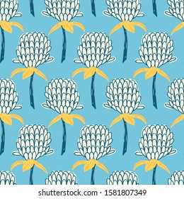 floral seamless pattern with hand drawn red clover flowers. creative floral designs for a room, fabric, wrapping, wallpaper, textile, apparel. vector illustration