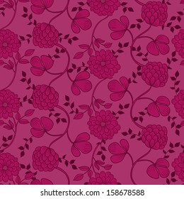 Floral seamless pattern. Hand drawn. Retro background
