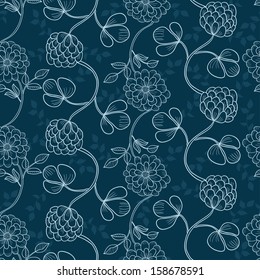 Floral seamless pattern. Hand drawn. Retro background