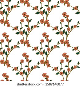 floral seamless pattern with hand drawn red roses. creative floral designs for fabric, wrapping, wallpaper, textile, apparel. vector illustration