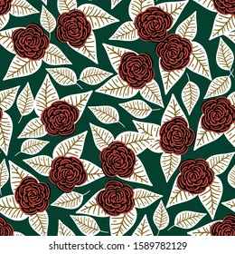 floral seamless pattern with hand drawn roses. creative floral designs for fabric, wrapping, wallpaper, textile, apparel. vector illustration