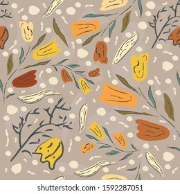Floral Seamless Pattern. Hand Drawn. Vector Illustration