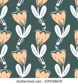 floral seamless pattern with hand drawn decorative flowers. creative floral designs 