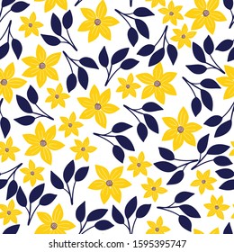 floral seamless pattern with hand drawn wildflowers. creative floral designs for fabric, wrapping, wallpaper, textile, apparel. vector illustration