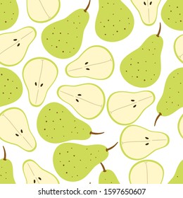 floral seamless pattern with hand drawn pear fruit. creative floral designs for fabric, wrapping, wallpaper, textile, apparel. vector illustration