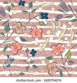 Floral Seamless Pattern. Hand Drawn. Vector Illustration


